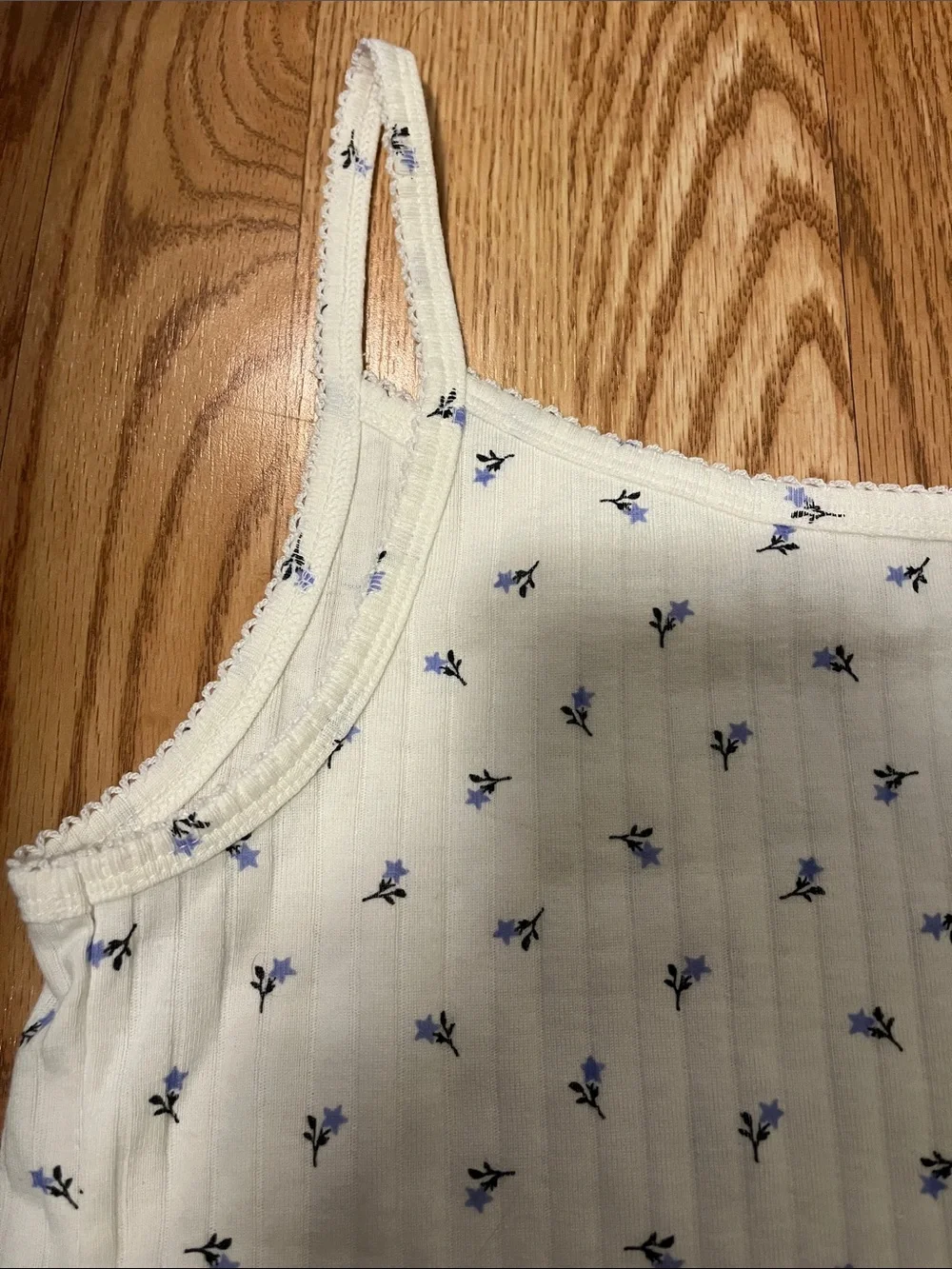 GAP TEEN Cream Tank Top with Small Blue Floral Print